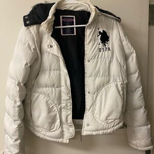 US Polo Assn White Puffer Jacket